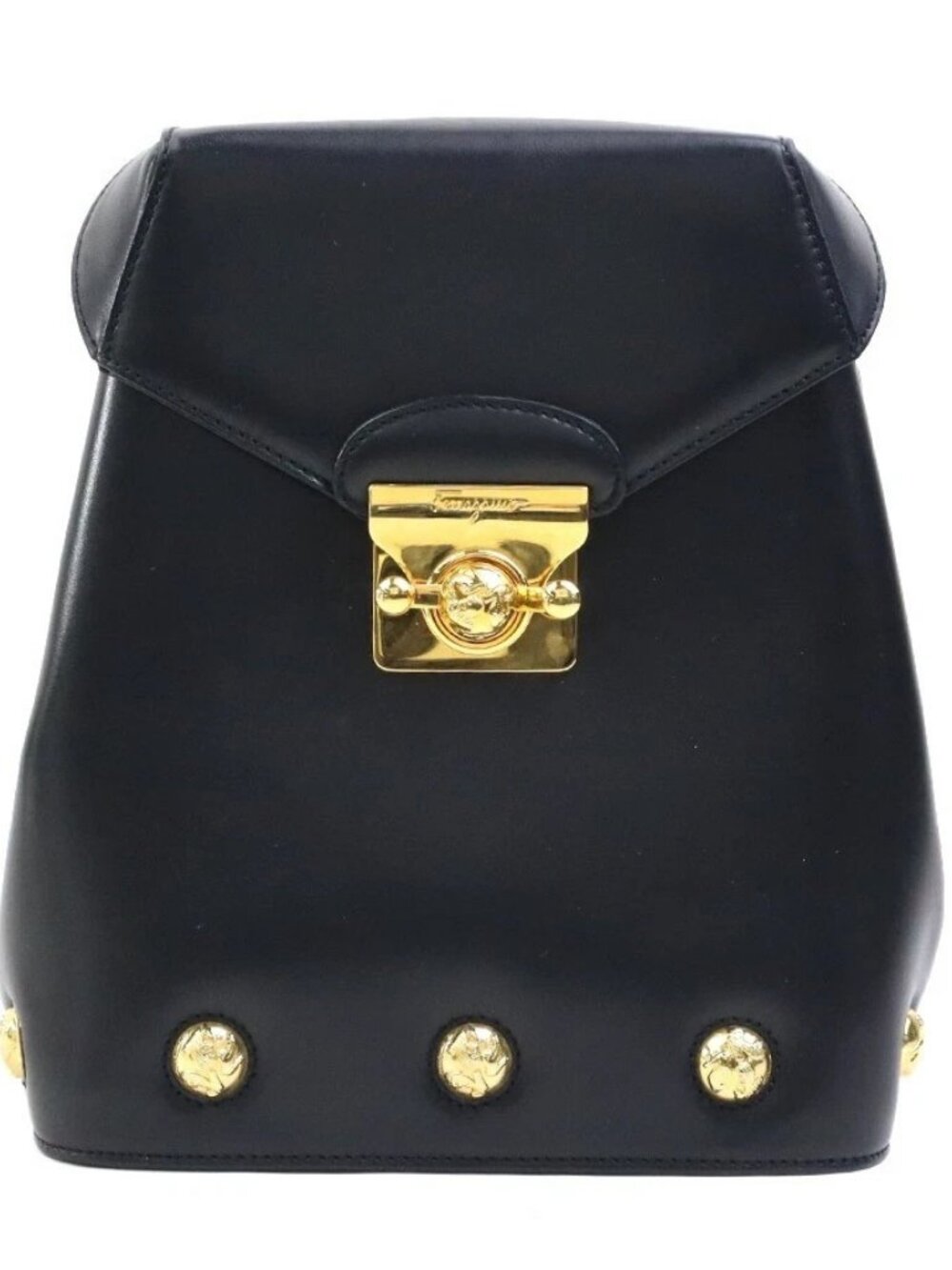 Salvatore Ferragamo Backpack Black Leather/Goldtone